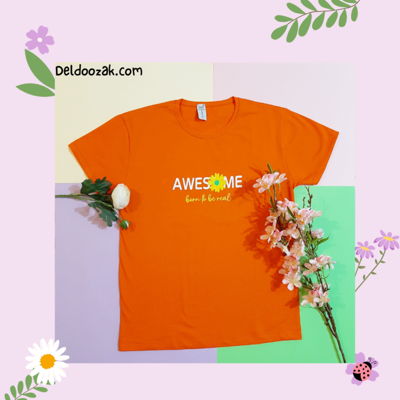 تیشرت بابونه رنگ نارنجی | فروشگاه آنلاین دلدوزک