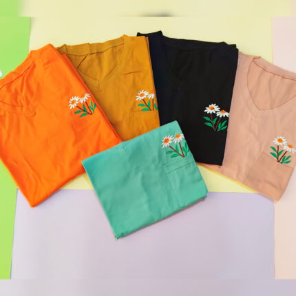 گلدوزی روی لباس سفید | فروشگاه آنلاین دلدوزک